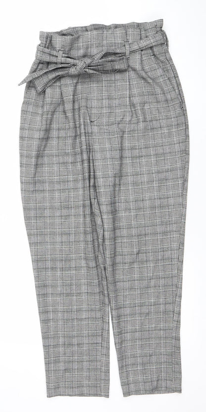 Womens UK Size 10 H&M Regular Fit Paperbag Grey Trousers
