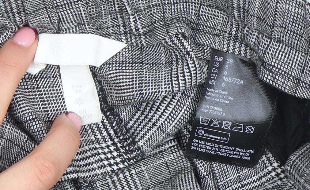 Womens UK Size 10 H&M Regular Fit Paperbag Grey Trousers