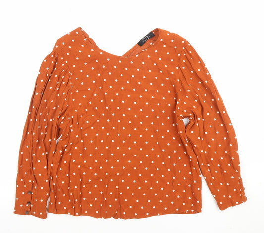 Womens UK Size 8 Bershka Orange Basic Blouse