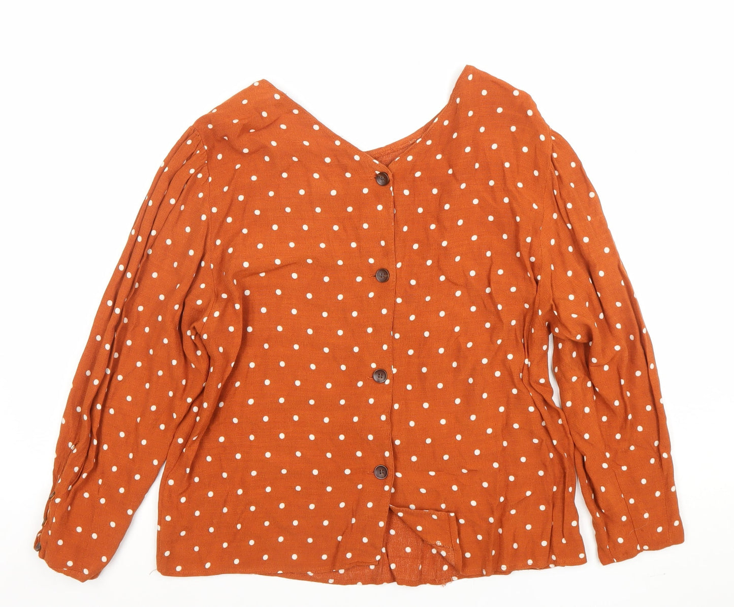Womens UK Size 8 Bershka Orange Basic Blouse