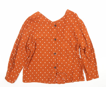 Womens UK Size 8 Bershka Orange Basic Blouse