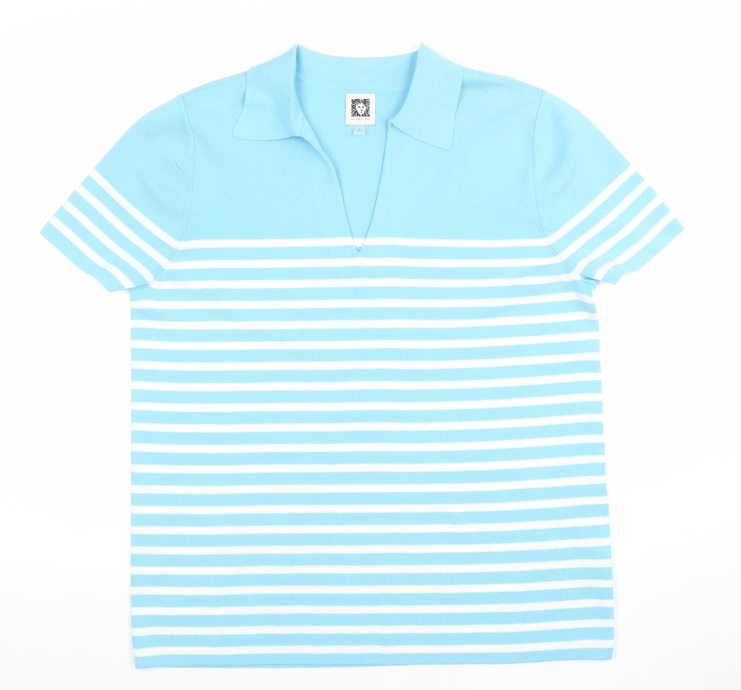 Womens UK Size L Anne Klein Blue Basic Polo