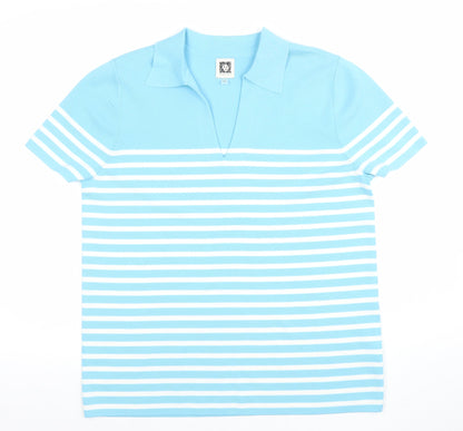 Womens UK Size L Anne Klein Blue Basic Polo