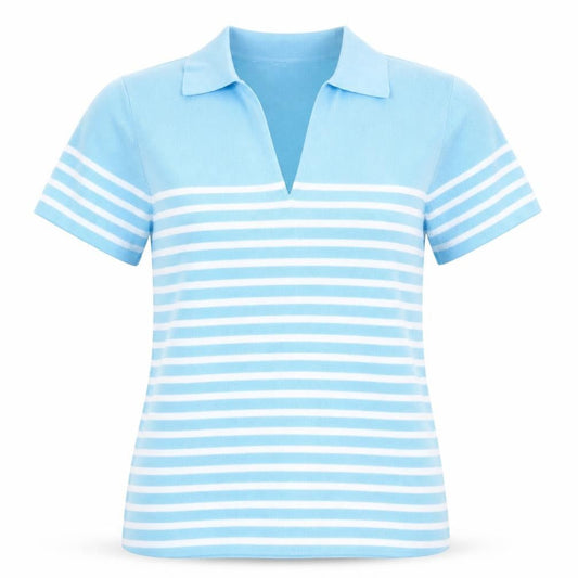 Womens UK Size L Anne Klein Blue Basic Polo