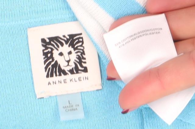 Womens UK Size L Anne Klein Blue Basic Polo