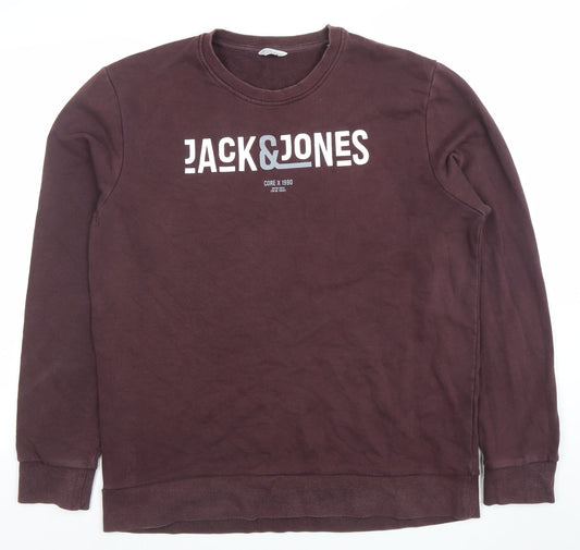 Mens UK Size L JACK & JONES Brown Pullover Sweatshirt