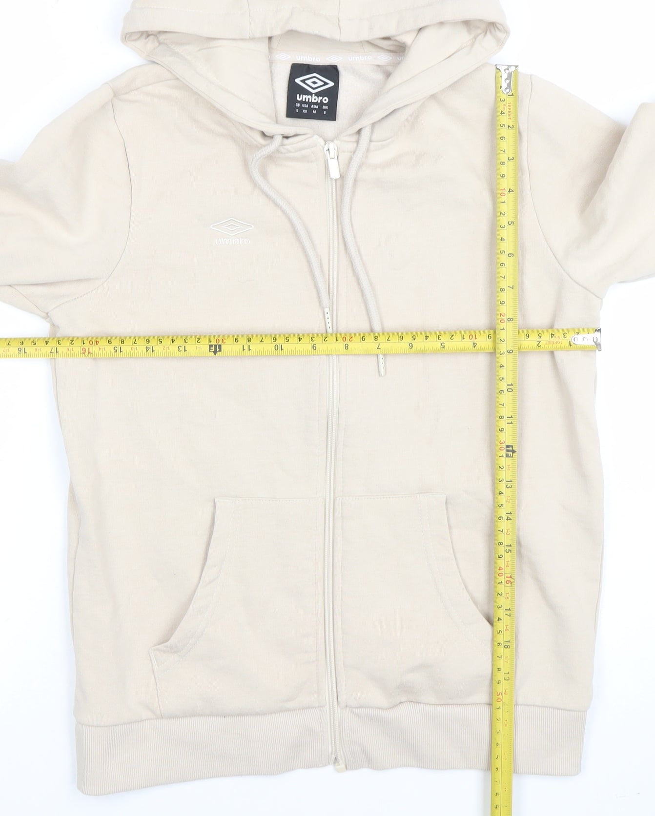 Womens UK Size S Umbro Beige Full Zip Hoodie