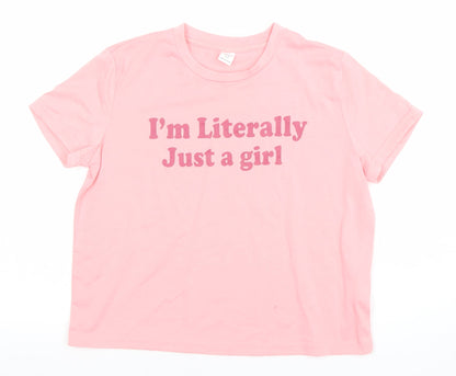 Girls UK Size 12 Years SheIn Pink Basic T-Shirt