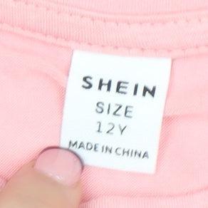 Girls UK Size 12 Years SheIn Pink Basic T-Shirt