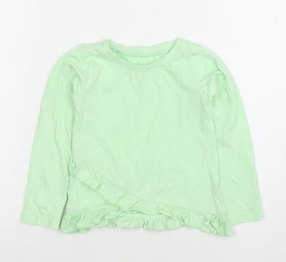 Dunnes Stores Girls Green Long Sleeve Ruffle T-Shirt 18-24 Months