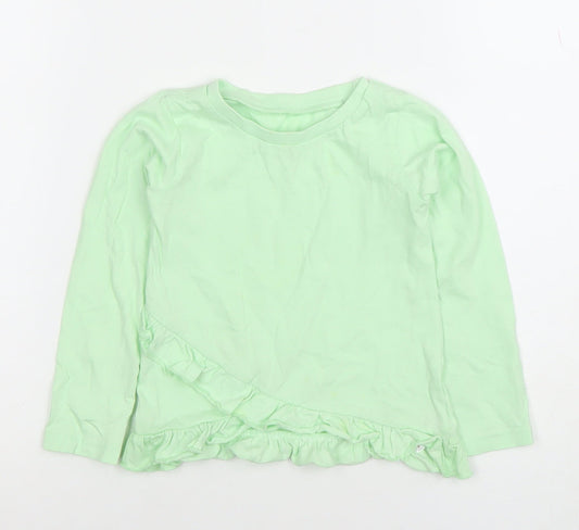 Dunnes Stores Girls Green Long Sleeve Ruffle T-Shirt 18-24 Months