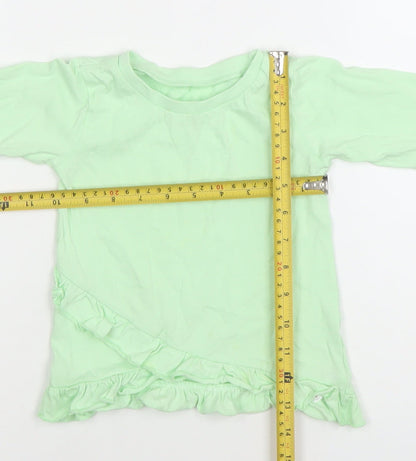 Dunnes Stores Girls Green Long Sleeve Ruffle T-Shirt 18-24 Months
