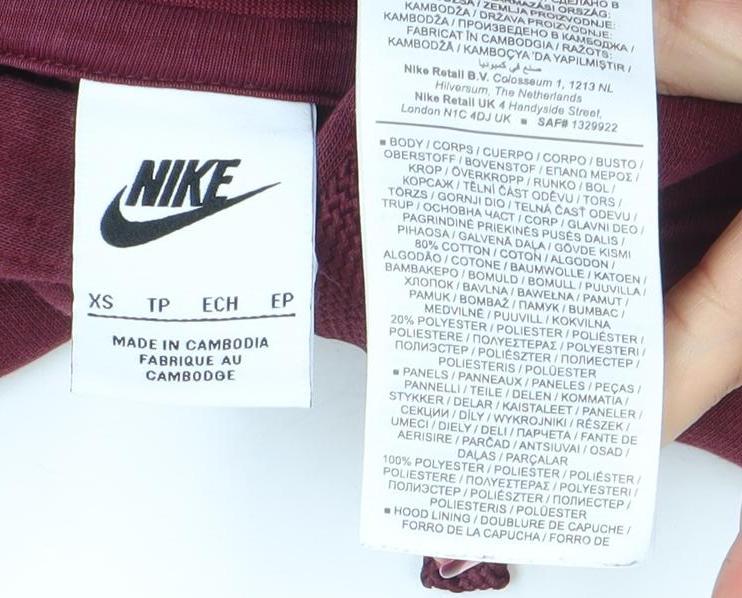 Womens UK Size XS Nike Red Pullover Hoodie