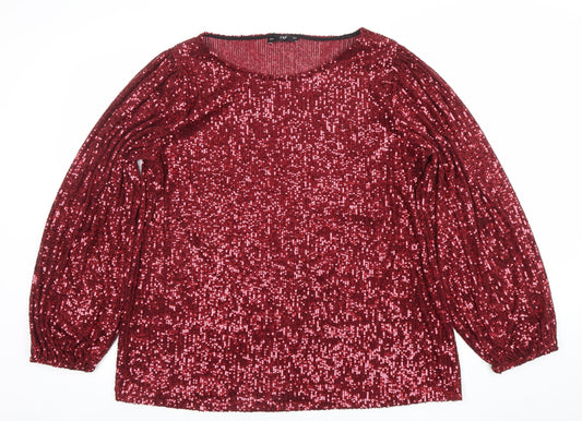 Womens UK Size 18 F&F Red Tunic Blouse