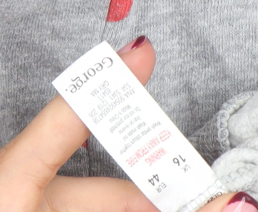 Womens UK Size 16 George Grey Pullover Hoodie