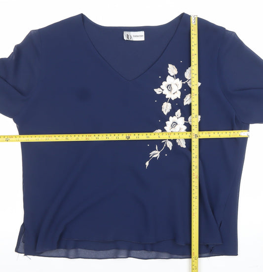 Womens UK Size 22 JD Collection Blue Tunic Blouse
