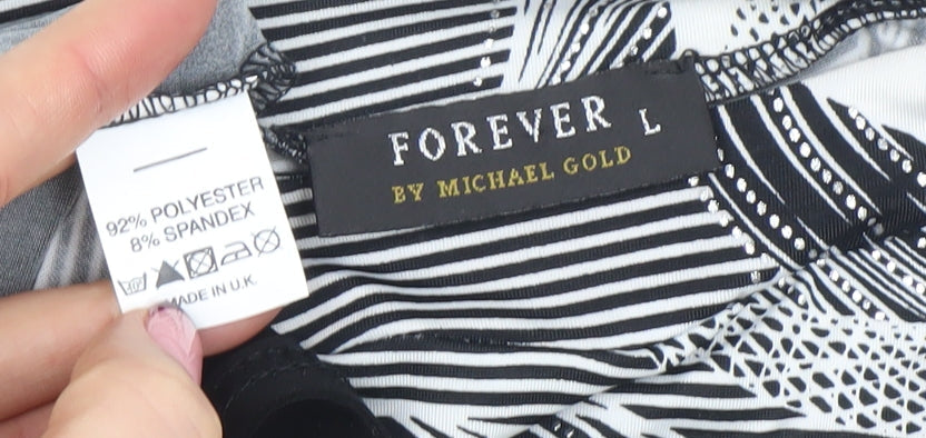 Womens UK Size L Forever L by Michael Gold Black Basic Blouse