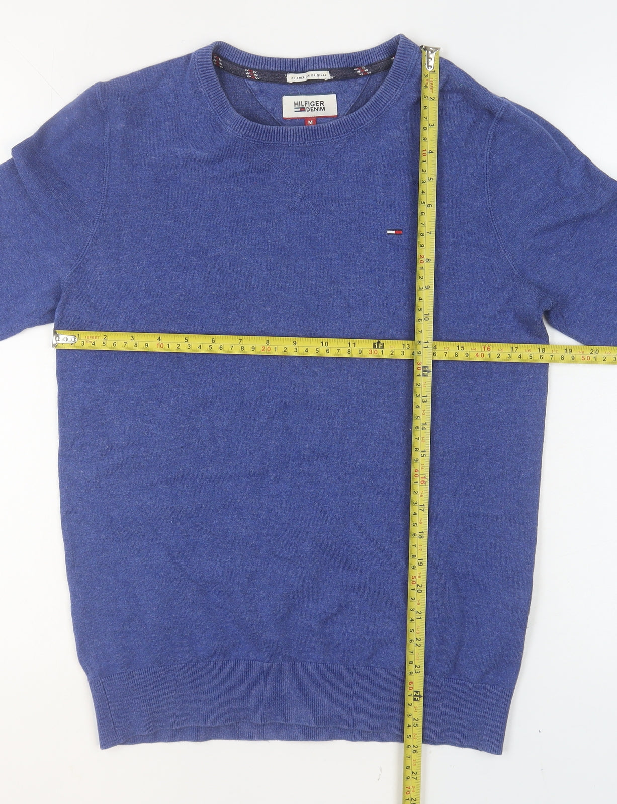 Mens UK Size M Tommy Hilfiger Blue Pullover Jumper