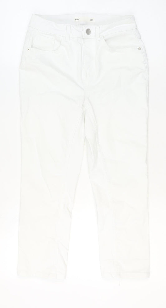 Womens UK Size 8 Dunnes Stores Regular Fit Cropped White Jeans