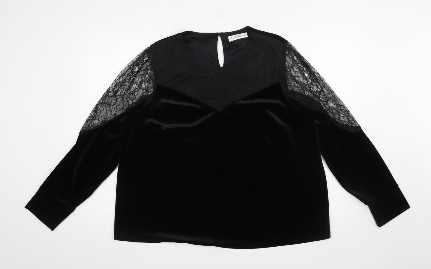 Womens UK Size XL Gallery Black Basic Blouse