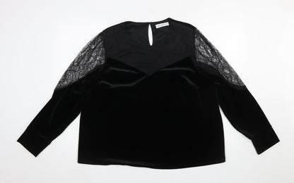Womens UK Size XL Gallery Black Basic Blouse