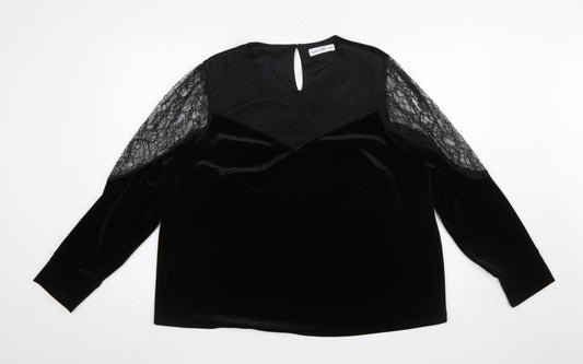 Womens UK Size XL Gallery Black Basic Blouse