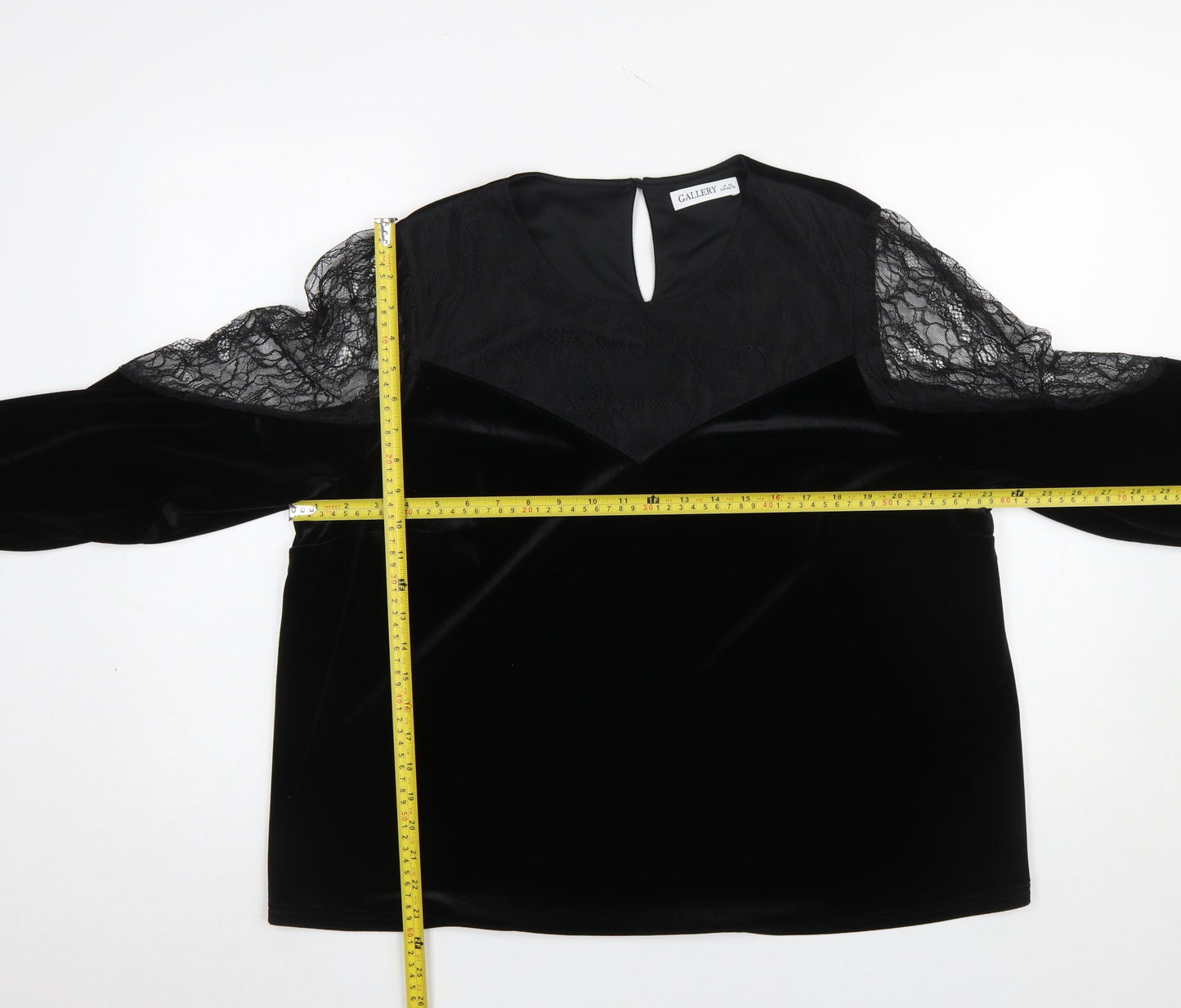 Womens UK Size XL Gallery Black Basic Blouse