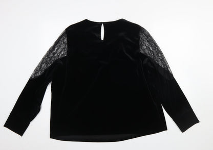 Womens UK Size XL Gallery Black Basic Blouse