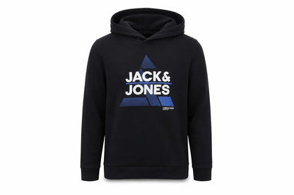 Jack & Jones Boys Black Pullover Hoodie 10 Years Cotton Blend Graphic Sweatshirt