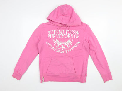 Womens UK Size M Henleys Pink Pullover Hoodie