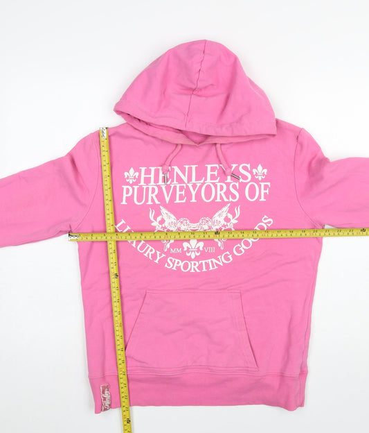Womens UK Size M Henleys Pink Pullover Hoodie