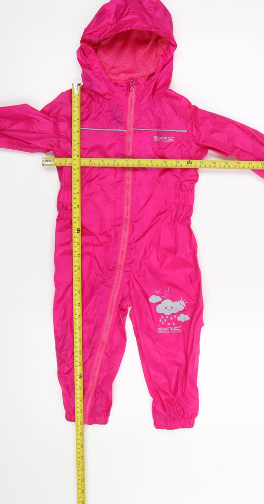 Regatta Pink Unisex Baby 12-18 Months Waterproof Hooded Rain Snowsuit