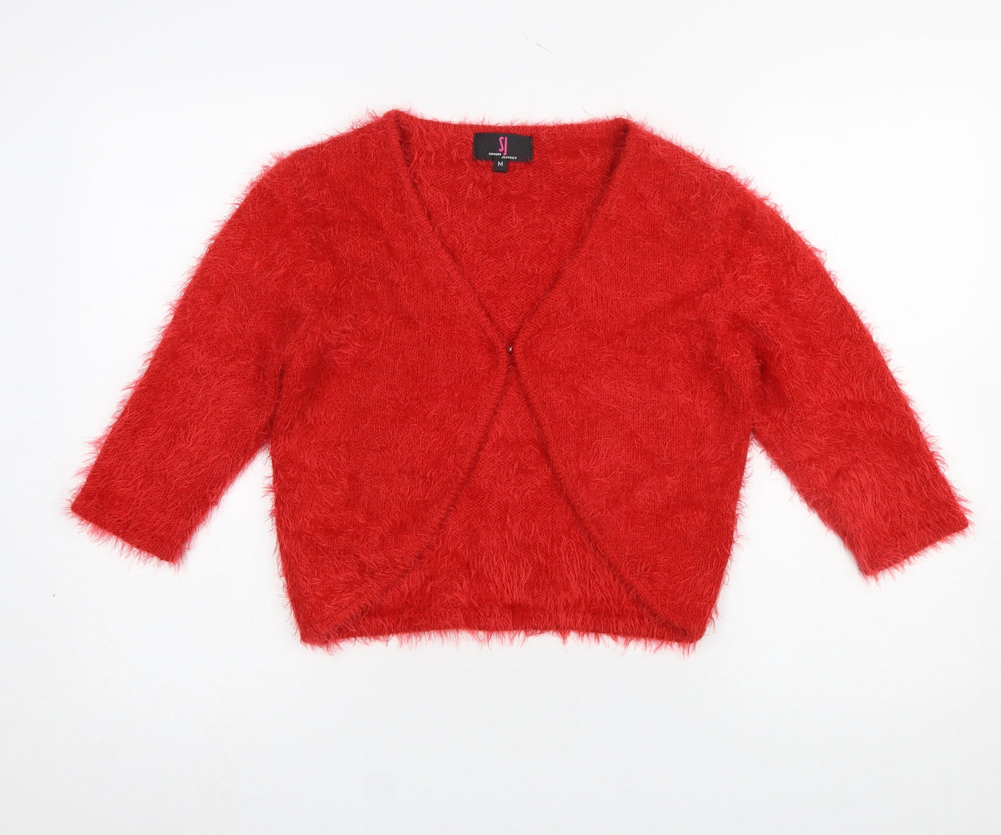 Womens UK Size M Simon Jeffrey Red Cardigan Jumper