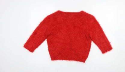 Womens UK Size M Simon Jeffrey Red Cardigan Jumper