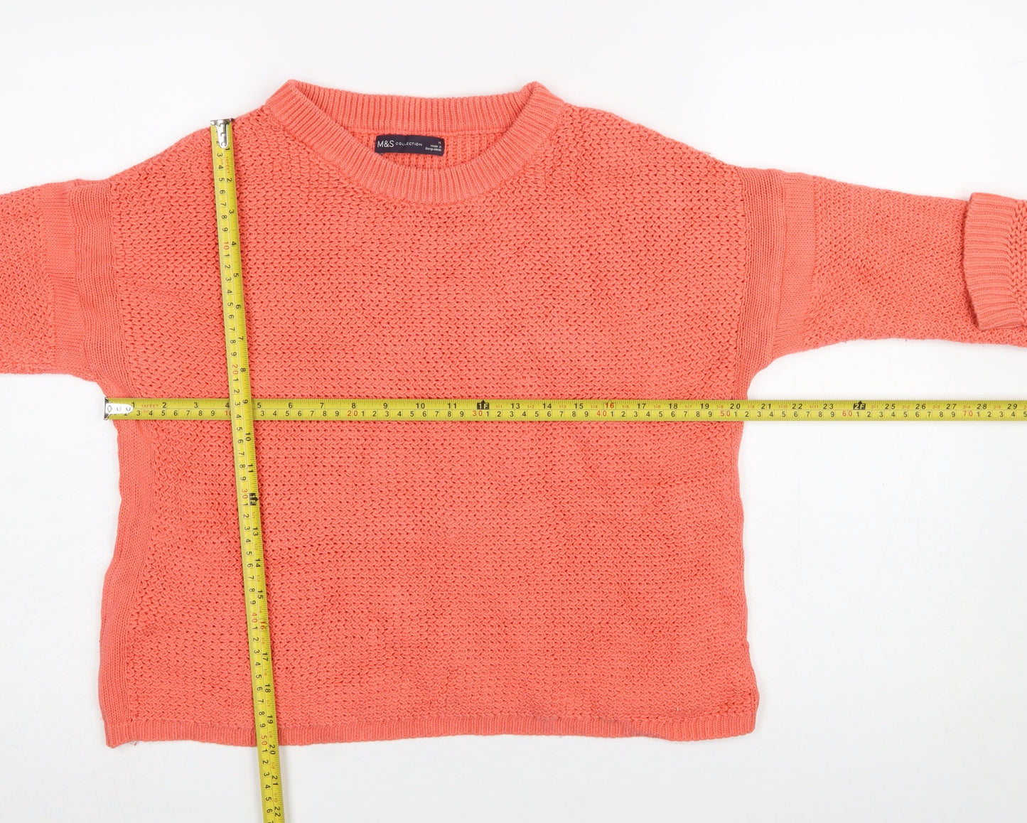 Womens UK Size M Marks and Spencer Orange Pullover Jumper