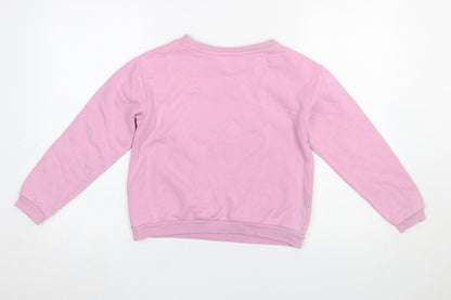 H&M Girls Pink Cotton Blend Crew Neck Pullover Sweatshirt 9-10 Years