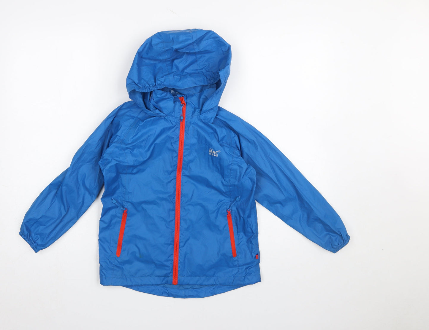 Boys UK Size 5-7 Years Mac in a Sac Blue Rain Coat