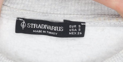 Womens UK Size S Stradivarius Grey Pullover Sweatshirt