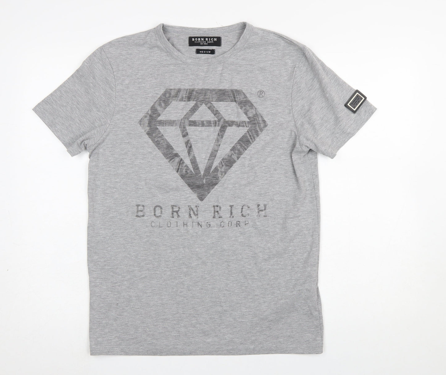 Mens UK Size M Born Rich Grey  T-Shirt