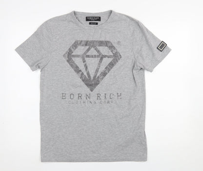 Mens UK Size M Born Rich Grey  T-Shirt