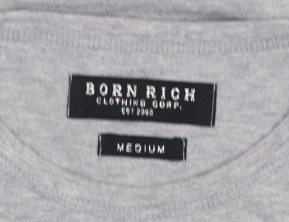 Mens UK Size M Born Rich Grey  T-Shirt