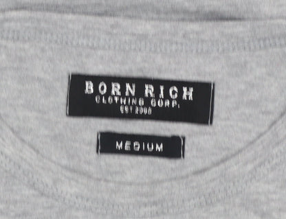 Mens UK Size M Born Rich Grey  T-Shirt