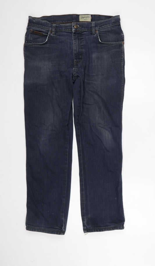 Mens UK Size M Wrangler Regular Fit Straight Blue Jeans
