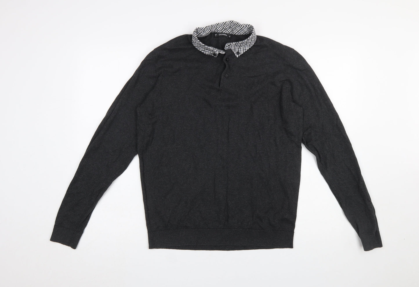 Mens UK Size M Dunnes Stores Grey Henley Jumper