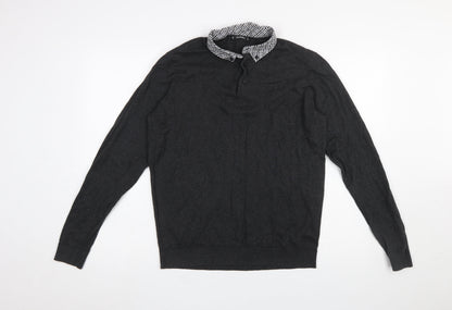 Mens UK Size M Dunnes Stores Grey Henley Jumper