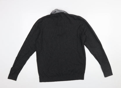 Mens UK Size M Dunnes Stores Grey Henley Jumper