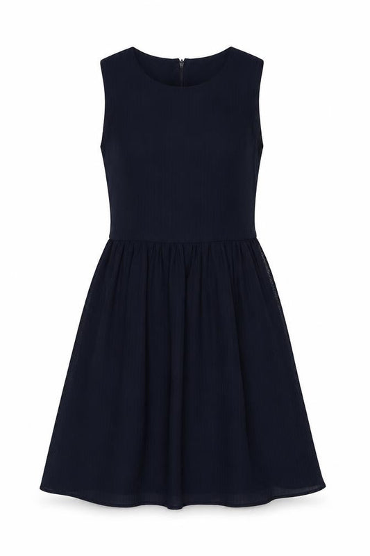 Front view of French Connection Women's Blue, size 8, Sleeveless Fit & Flare Dress