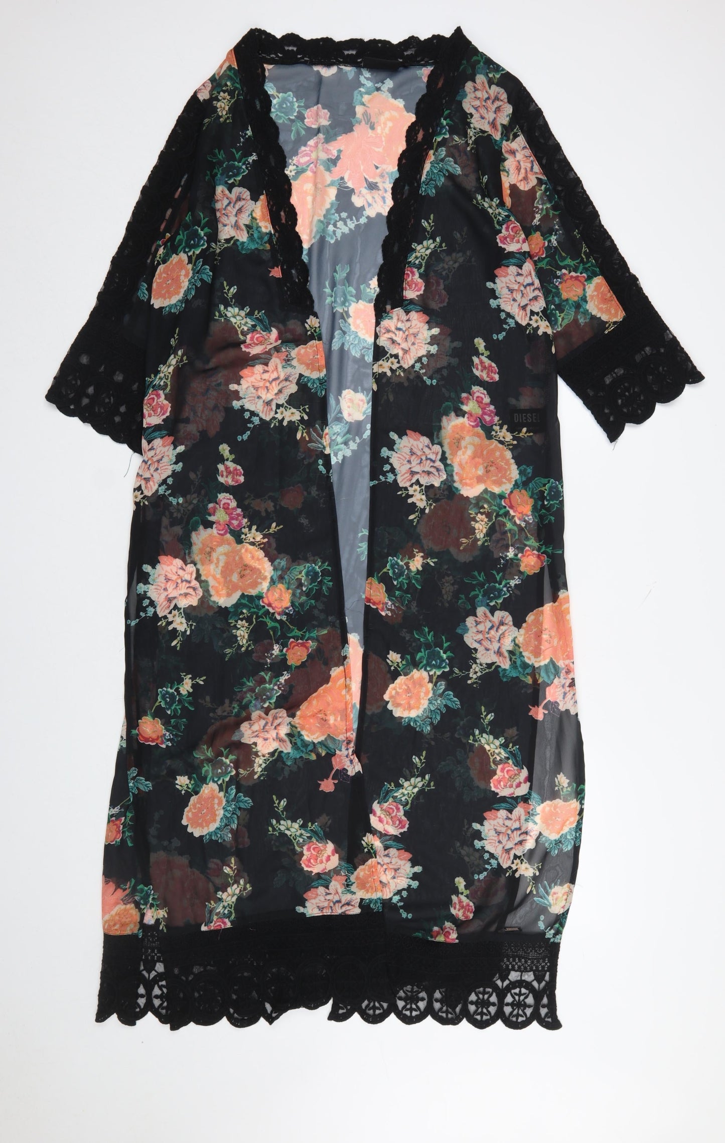 Womens UK Size M Diesel Black Kimono Blouse