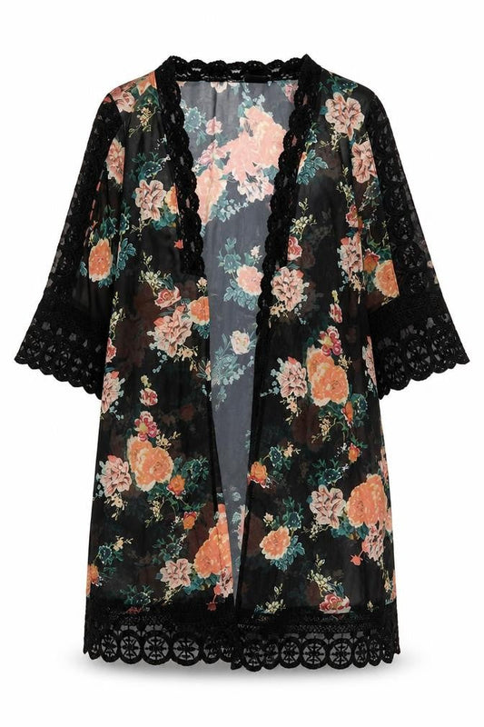 Womens UK Size M Diesel Black Kimono Blouse