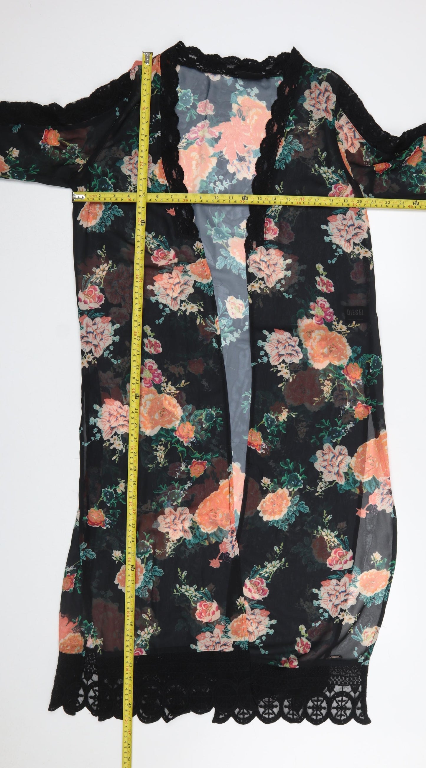 Womens UK Size M Diesel Black Kimono Blouse